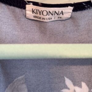 Kiyonna Navy and White Floral Blouse